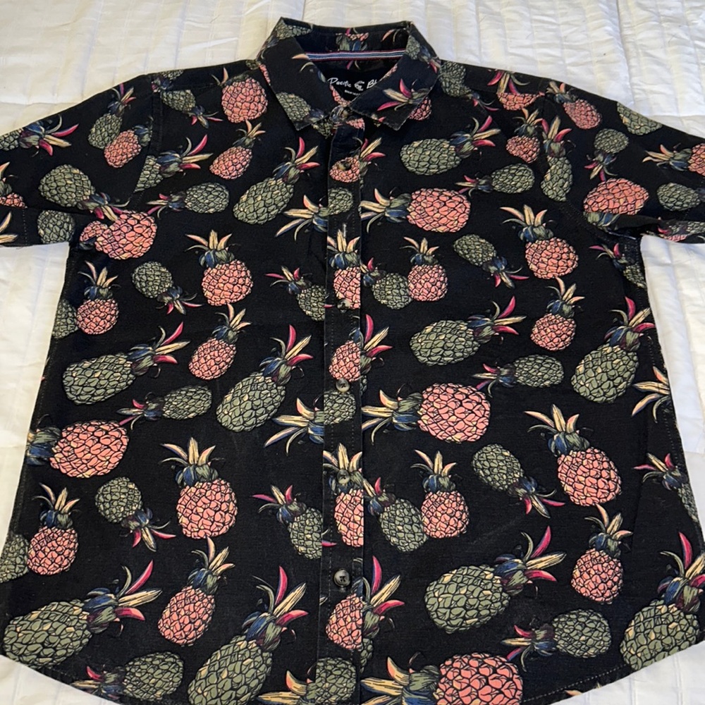 Boys Pacific Blue pineapple button down shirt